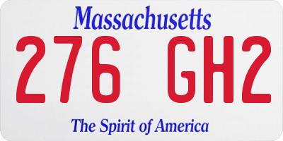 MA license plate 276GH2