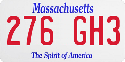 MA license plate 276GH3