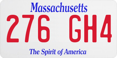 MA license plate 276GH4