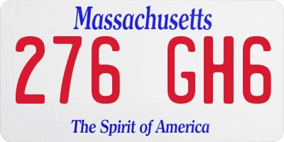 MA license plate 276GH6