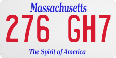 MA license plate 276GH7