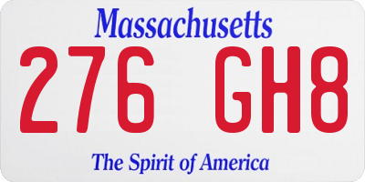 MA license plate 276GH8