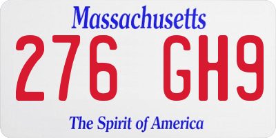 MA license plate 276GH9