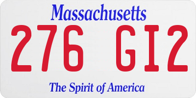 MA license plate 276GI2