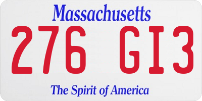 MA license plate 276GI3