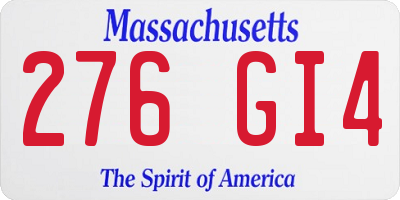 MA license plate 276GI4