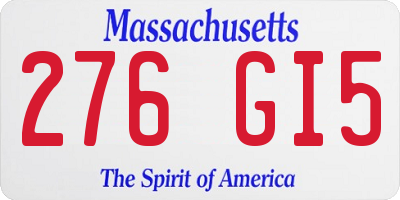 MA license plate 276GI5