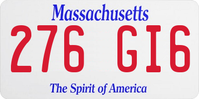 MA license plate 276GI6