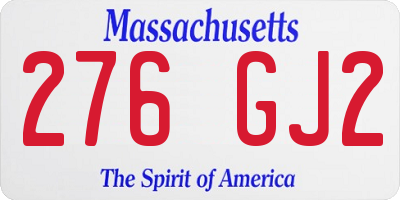 MA license plate 276GJ2