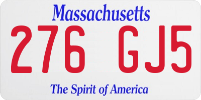 MA license plate 276GJ5