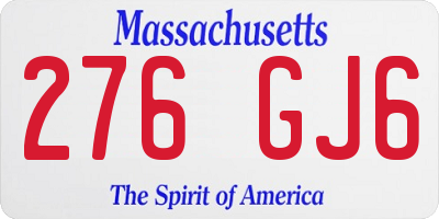 MA license plate 276GJ6