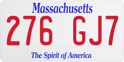 MA license plate 276GJ7