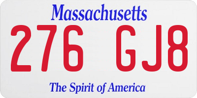 MA license plate 276GJ8