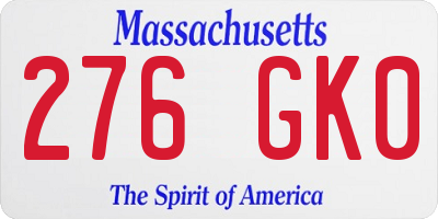 MA license plate 276GK0