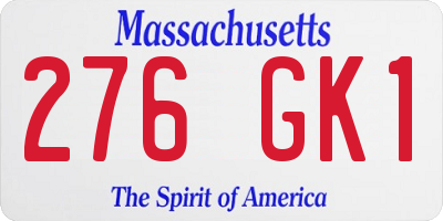 MA license plate 276GK1