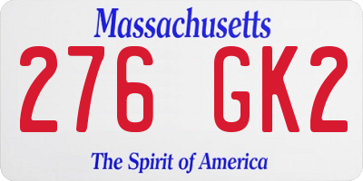 MA license plate 276GK2