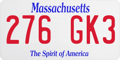MA license plate 276GK3