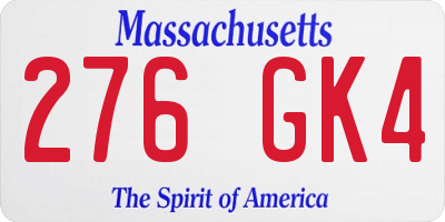 MA license plate 276GK4