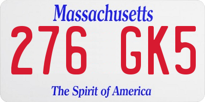 MA license plate 276GK5