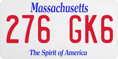 MA license plate 276GK6