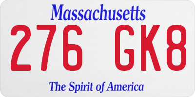 MA license plate 276GK8