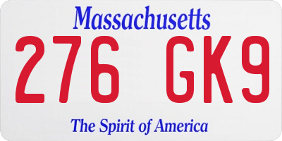 MA license plate 276GK9