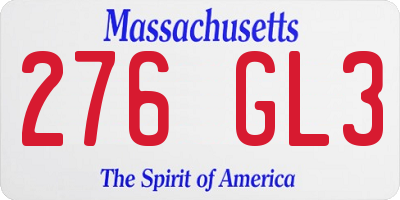 MA license plate 276GL3
