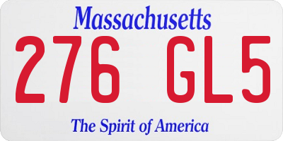 MA license plate 276GL5
