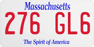 MA license plate 276GL6
