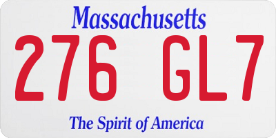 MA license plate 276GL7