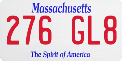 MA license plate 276GL8