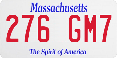 MA license plate 276GM7