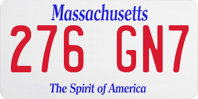 MA license plate 276GN7