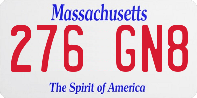 MA license plate 276GN8
