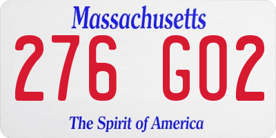 MA license plate 276GO2