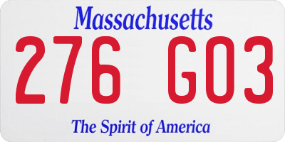 MA license plate 276GO3