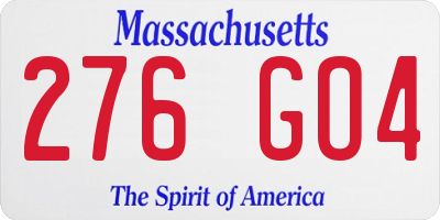 MA license plate 276GO4