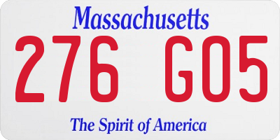 MA license plate 276GO5
