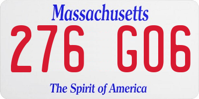 MA license plate 276GO6