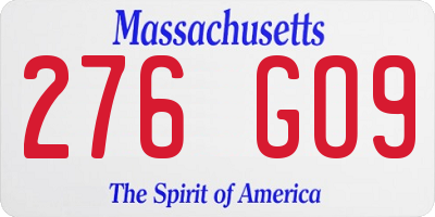 MA license plate 276GO9