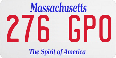 MA license plate 276GP0