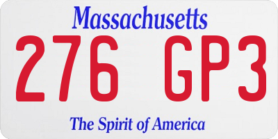 MA license plate 276GP3
