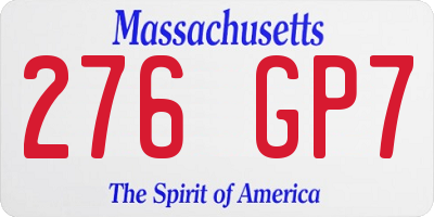 MA license plate 276GP7