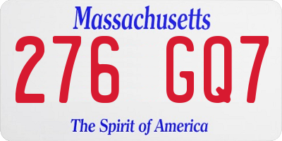 MA license plate 276GQ7