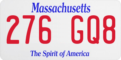 MA license plate 276GQ8