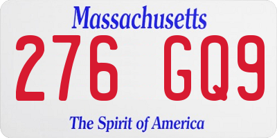 MA license plate 276GQ9