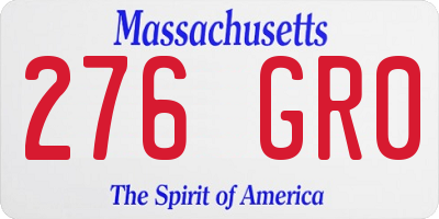 MA license plate 276GR0