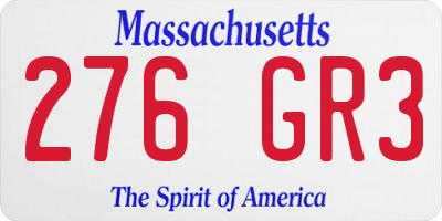 MA license plate 276GR3
