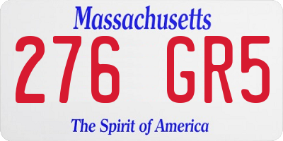 MA license plate 276GR5