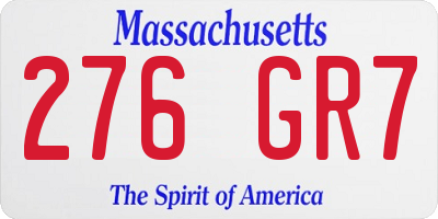MA license plate 276GR7